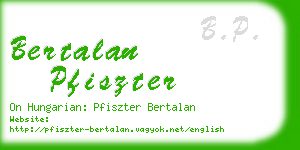 bertalan pfiszter business card
